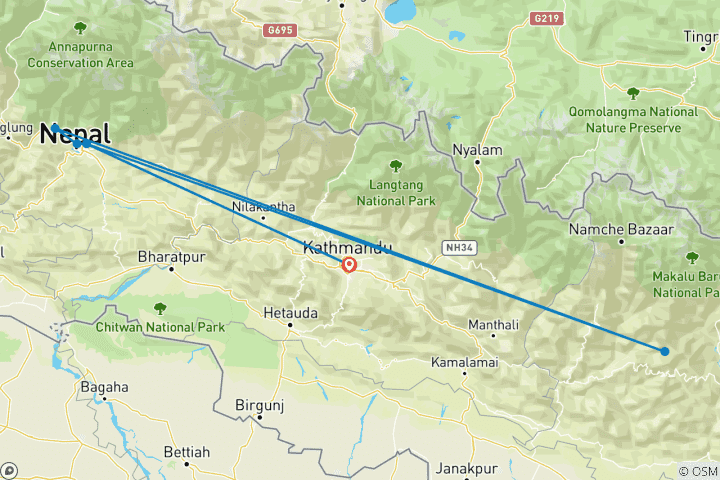 Karte von Dhampus, Sarangkot Trek und Pokhara ab Kathmandu 5 Tage