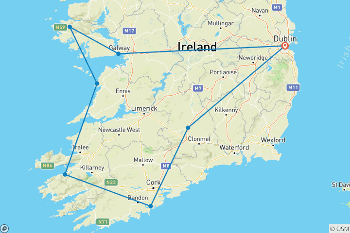 Karte von 8 Tage Keltische Schätze Irlands