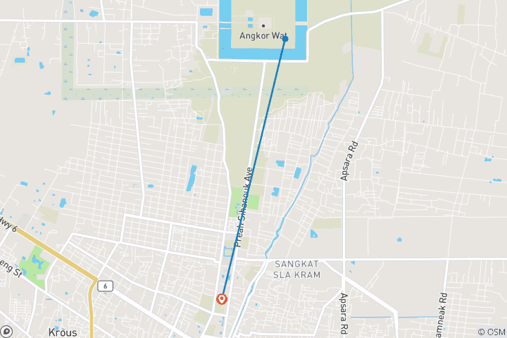 Mapa de Amanecer privado en Angkor Wat con almuerzo incluido