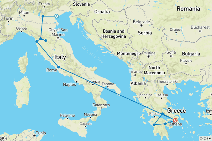 Map of The Best of Italy & Greece
