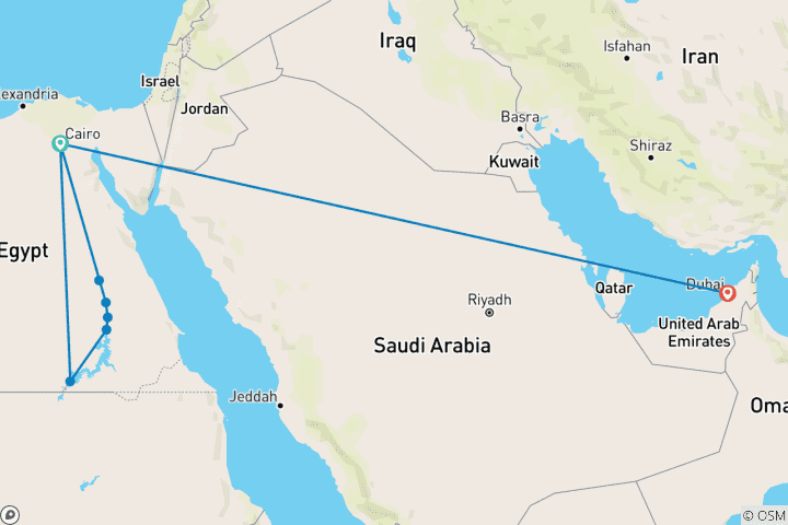 Karte von 1 Tage sausfluge Ägypten und Dubai