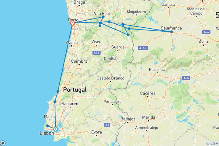 Carte du circuit Lisbonne et les secrets du Douro 2026
