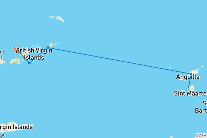 Carte du circuit Croisière dans les îles Sous-le-Vent 2026-2027 - 8 jours (de Marigot à Jost van Dyke)