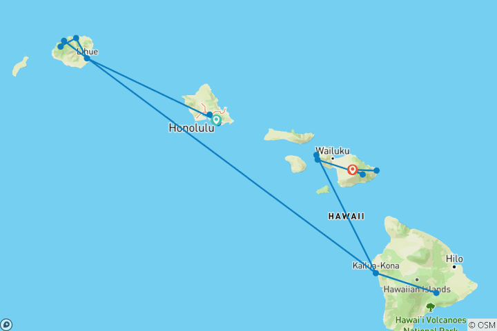 Karte von Inseltraume Hawaii (19 Nachte)