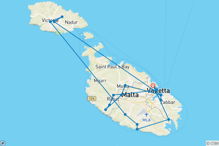 Karte von Entdeckungsreise auf Malta