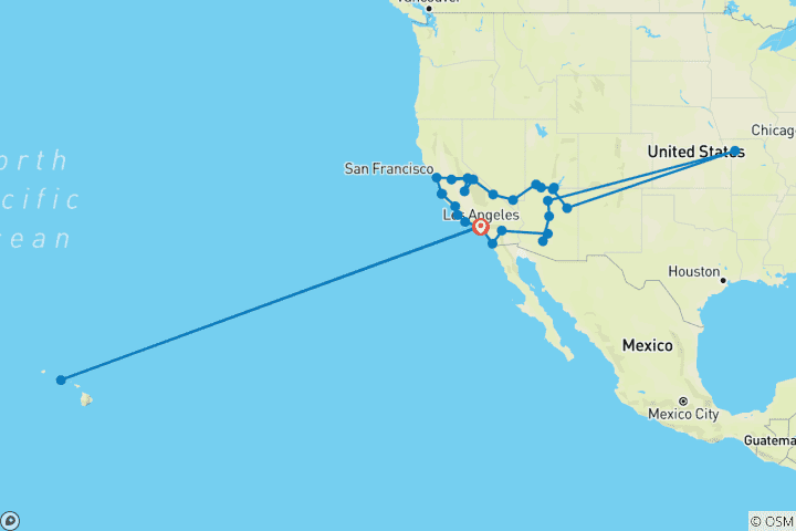 Mapa de Lo Mejor del Oeste y la Isla Mágica de Hawai - Oahu (19 noches)