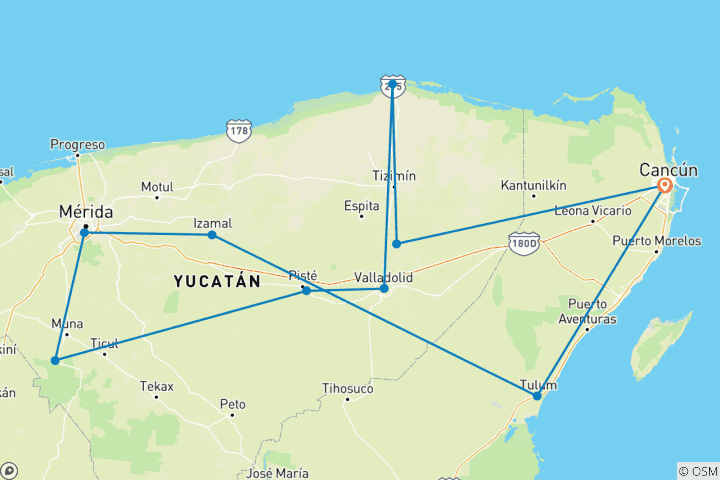 Karte von Yucatan Highlights