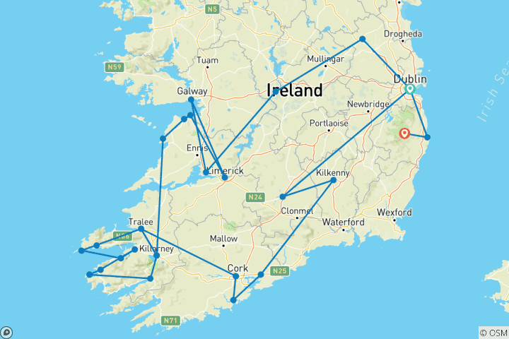 Karte von Roadtrip Wild Atlantic Way