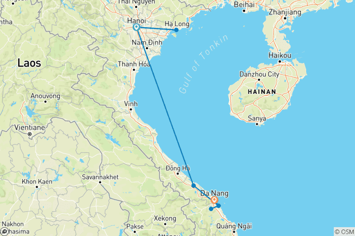 Carte du circuit De Hanoi à Hoi An - 8 jours et 7 nuits