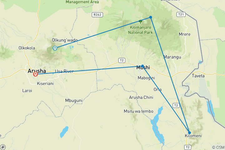 Map of Climb Mt.Meru 4 Days
