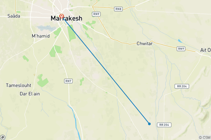 Map of 1-Day Private Excursion To Ourika Valley & The Atlas Mountains & Kasbah bab Ourika