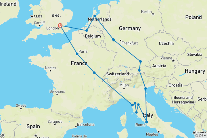 Carte du circuit Circuit en Europe pour Noël et le Nouvel An - Classique