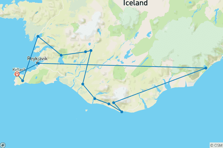 Map of 5 Days Self-Drive | Golden Circle, South Coast & Jökulsárlón Glacier Lagoon (Summer)