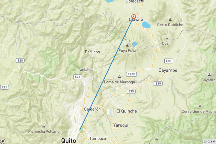 Carte du circuit Marché d'Otavalo, lac de cratère de Cuicocha et villages andins : excursion d'une journée en petit groupe au départ de Quito