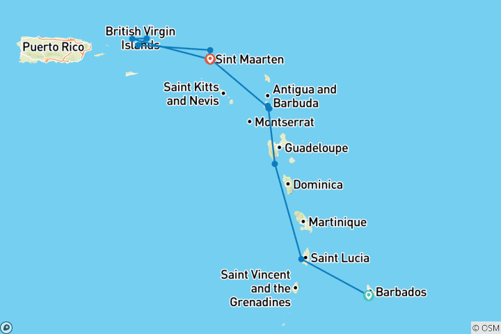 Carte du circuit Découvrez les merveilles cachées des Caraïbes