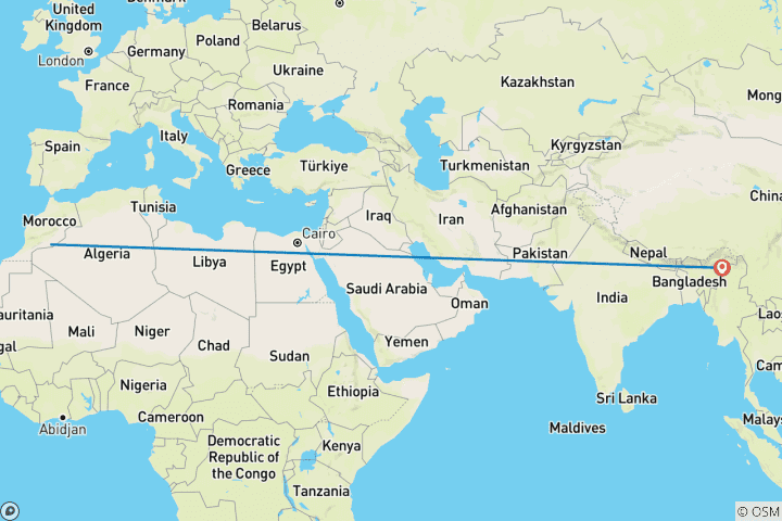 Map of 5 Days Morocco Desert trekking and Hiking