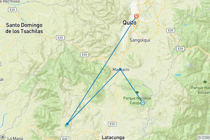 Carte du circuit Exploration du Cotopaxi et du Quilotoa en 2 jours - Groupe partagé