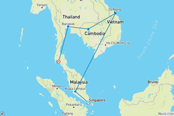 Map of Big Cities, Temples & Island Vibes across 5 Countries