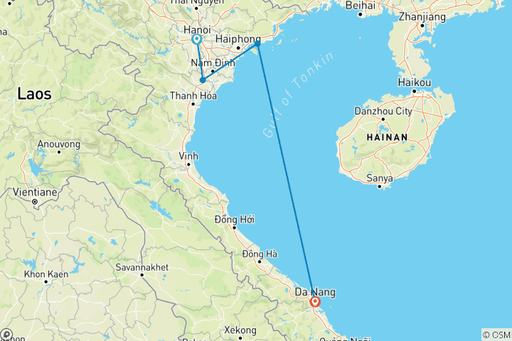 Carte du circuit Circuit de 6 jours au Vietnam : Explorez les meilleurs sites du nord et du centre du pays