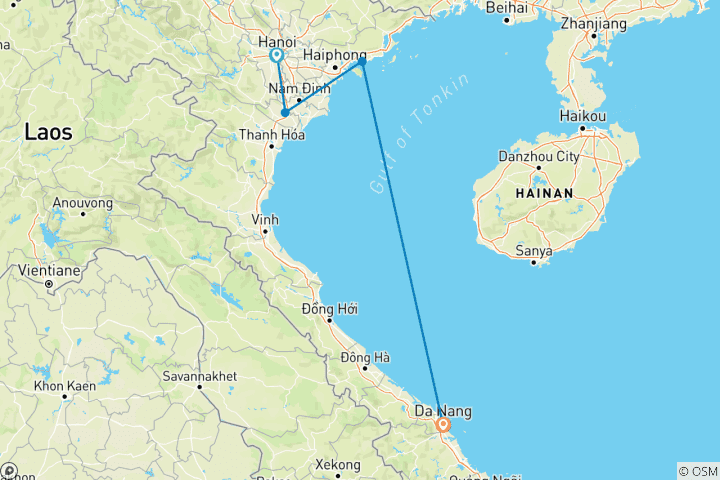 Kaart van Super voordelige 6-daagse rondreis door Vietnam: Verken het beste van Noord & Centraal