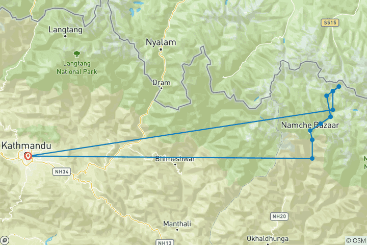 Map of Short Everest Base Camp Trek