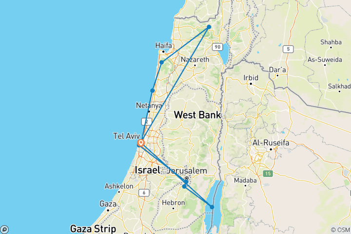 Map of 3 Day Best of Israel Tour Package
