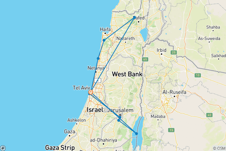 Map of 3 Day Best of Israel Tour Package