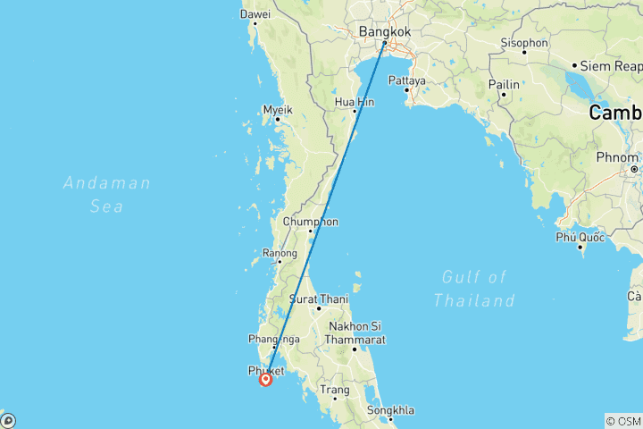 Carte du circuit Vacances en famille de 7 jours en Thaïlande (guide et chauffeur privés)Personnalisable