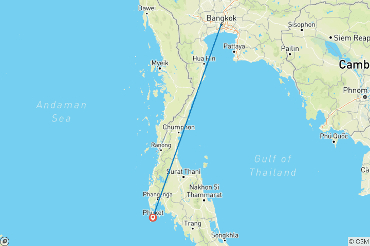 Mapa de 7 Días de vacaciones en familia en Tailandia (guía y conductor privados)Personalizable