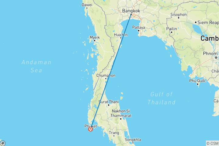 Mapa de 7 Días de vacaciones en familia en Tailandia (guía y conductor privados)Personalizable