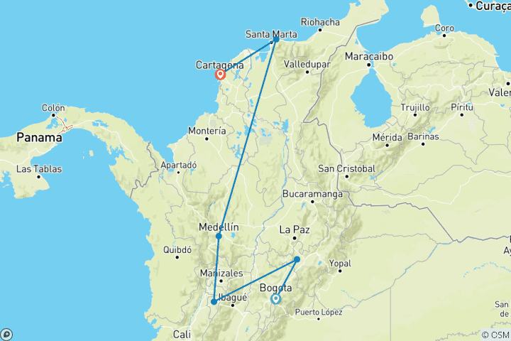 Map of Kolumbien Rundreise - 16 Tage Höhepunkte