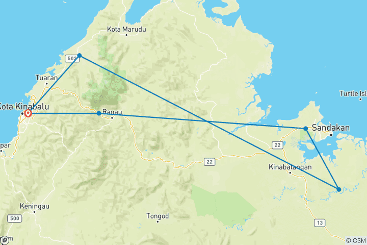 Map of Real Borneo (12 destinations)