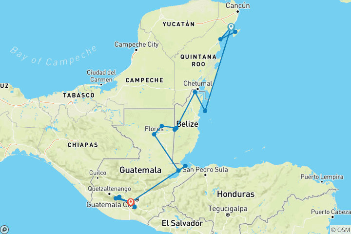 Carte du circuit Basic Central America : Mexico & Guatemala
