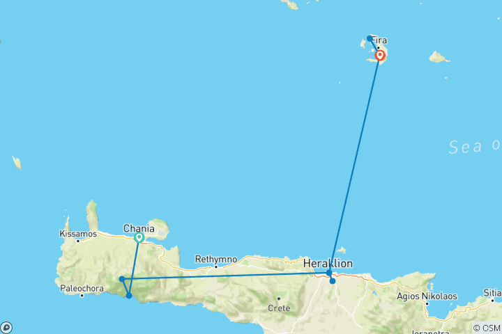 Carte du circuit Découvrez la Crète et Santorin