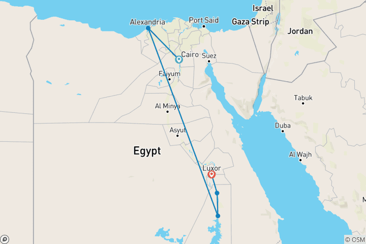 Carte du circuit Merveilles intemporelles de l'Égypte - forfait de luxe de 8 jours