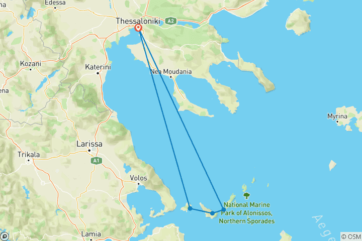 Carte du circuit Grèce : circuit de 10 jours d'île en île dans les Sporades – Skiathos, Skopelos et Alonissos