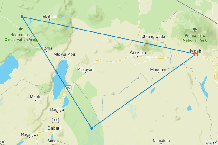 Carte du circuit Petit safari de 2 jours après l'ascension du Kilimandjaro