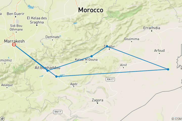 Karte von 5 Tage private Sahara-Wüsten in Marokko