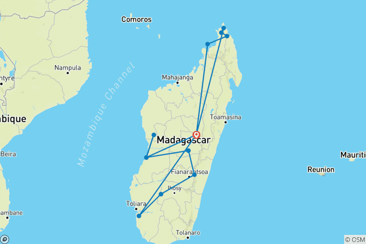 Map of Customized In-depth Madagascar Wildlife Adventure, No Group