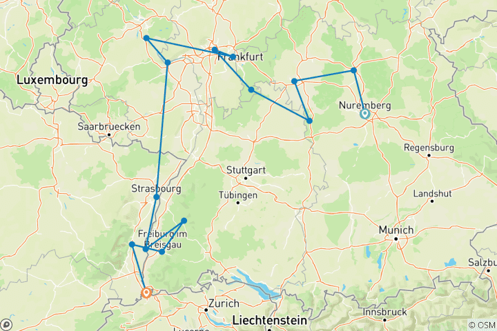 Carte du circuit Grandeur allemande pour les amateurs de bière (vers l'ouest) 2026