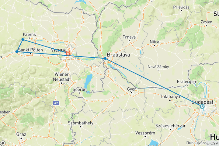 Carte du circuit Noël de Budapest à Vienne 2026