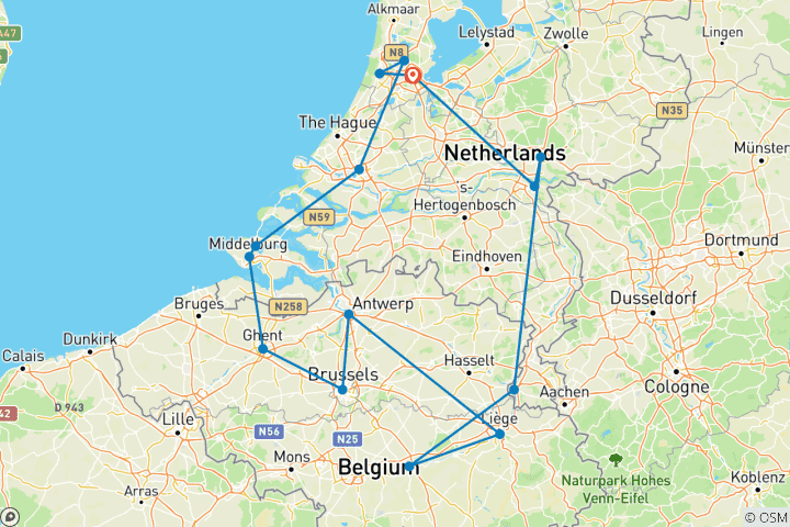 Map of Grand Holland & Belgium Cruise