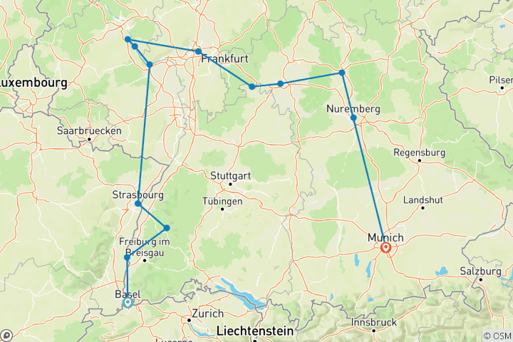 Map of German Grandeur with 2 Nights in Munich for Beer Enthusiasts (Eastbound) 2026
