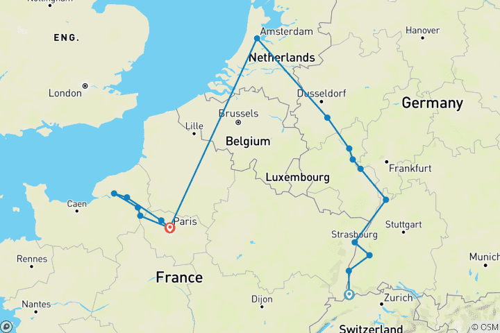 Kaart van Tijdloze rivieren van Europa: de Rijn en Seine voor wijnliefhebbers