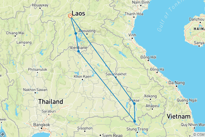 Karte von Laos - die umfassende Reise - Geführte Privatreise