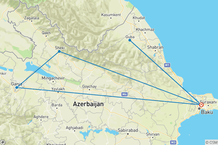 Map of Azerbaijan - the Comprehensive Trip - Guided Private Tour