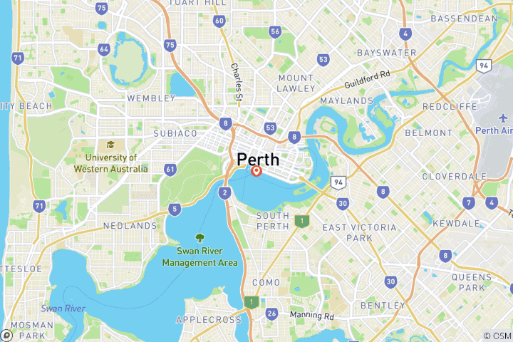 Karte von Tour durch die Stadt Perth