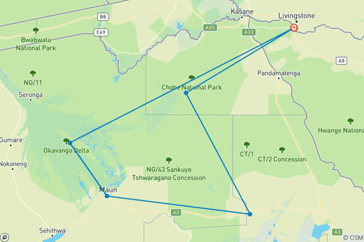 Map of At the pulse of Nature incl. Rental Car