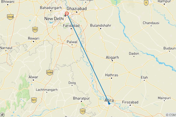 Map of Taj Mahal Tour