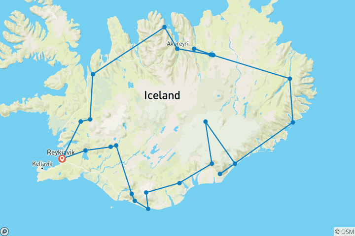 Kaart van Wild IJsland & walvissen spotten - 8 dagen